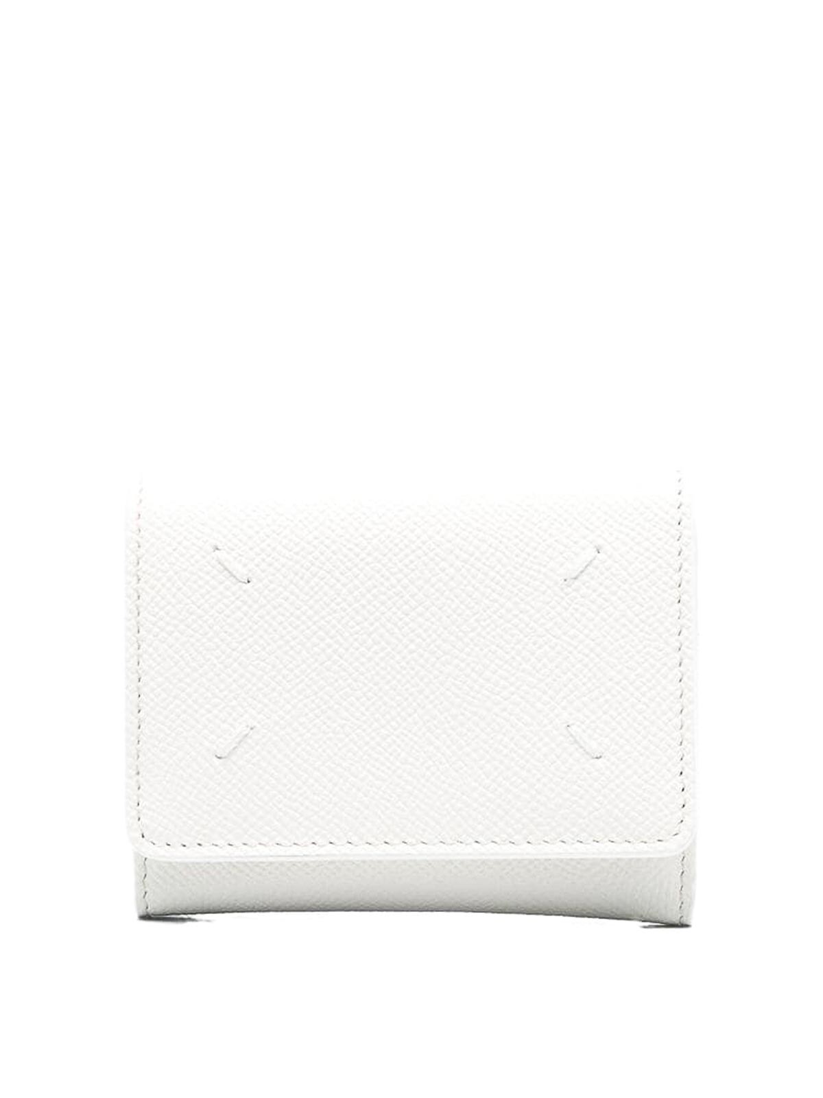Maison Margiela Four-stitch Grained-leather Wallet In Blanco