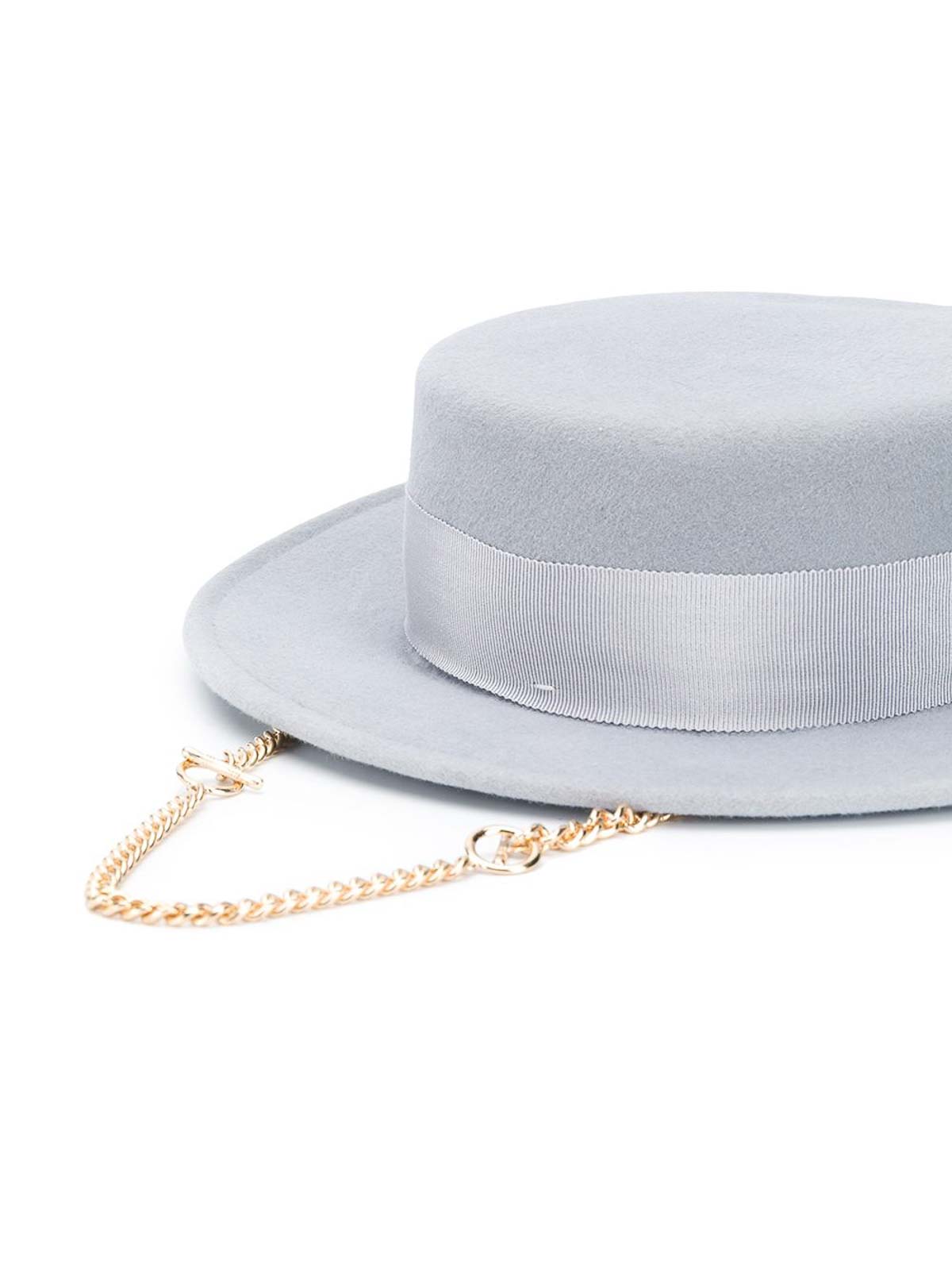 Chain Strap Felt Fedora Hat