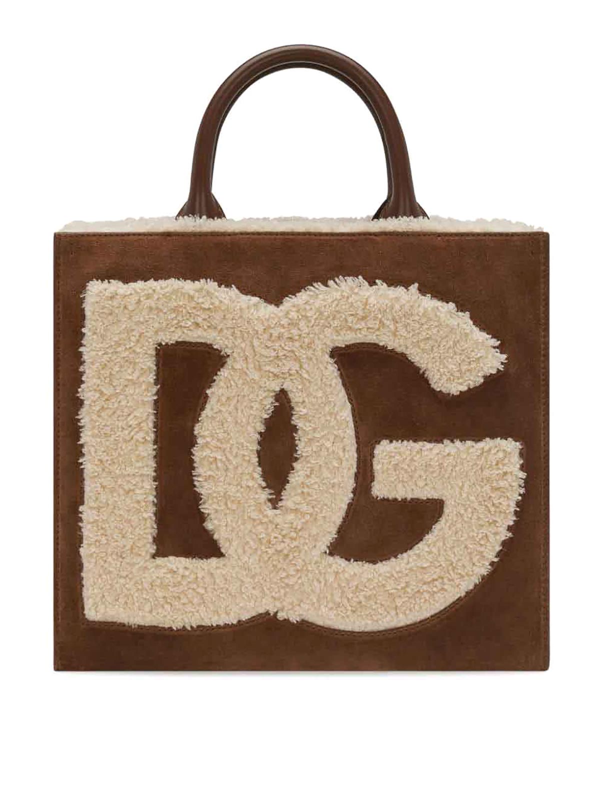 Dolce & Gabbana Shearling-detail Bag In Camel
