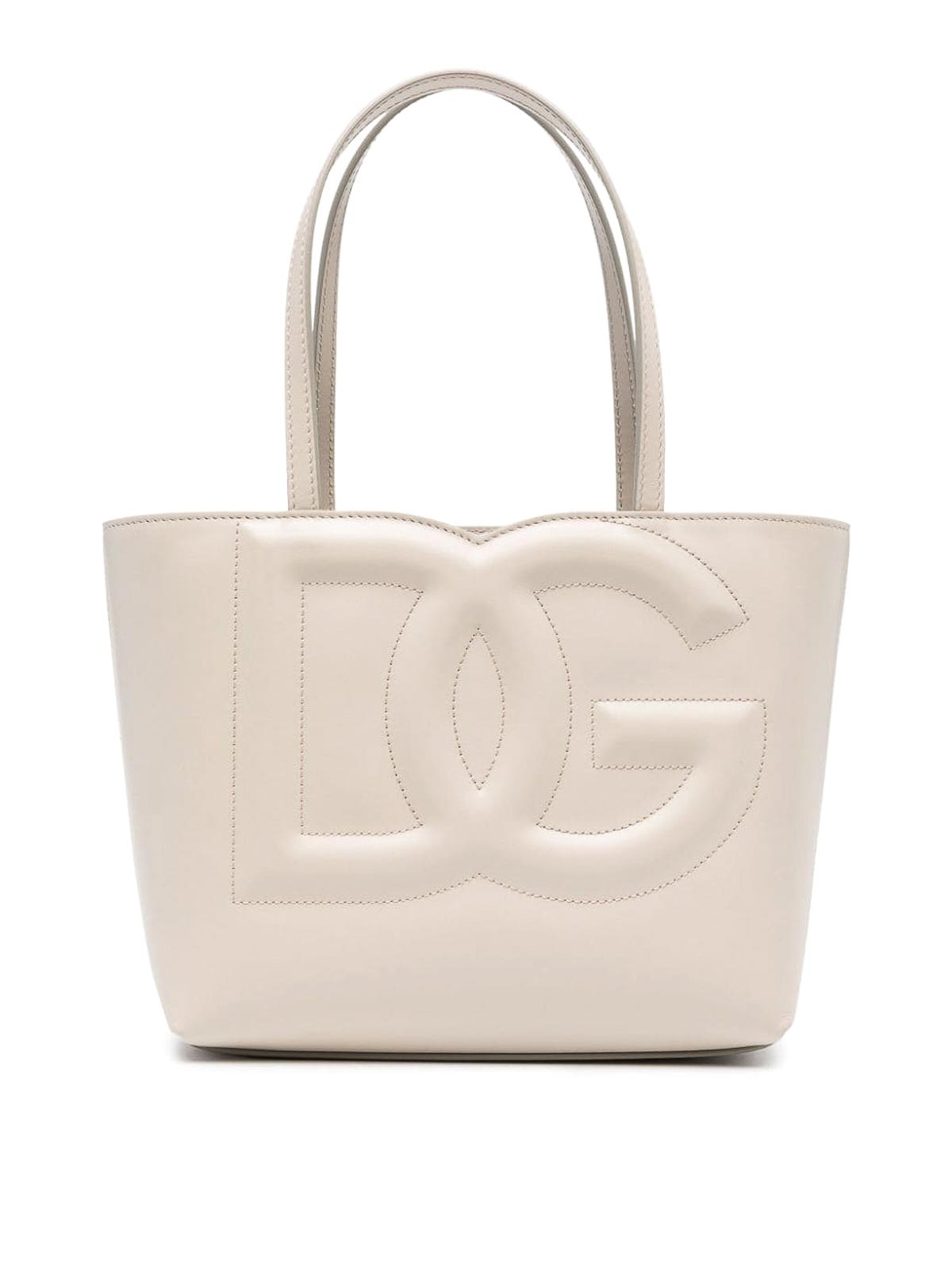 Dolce & Gabbana Dg Logo Leather Tote Bag In White