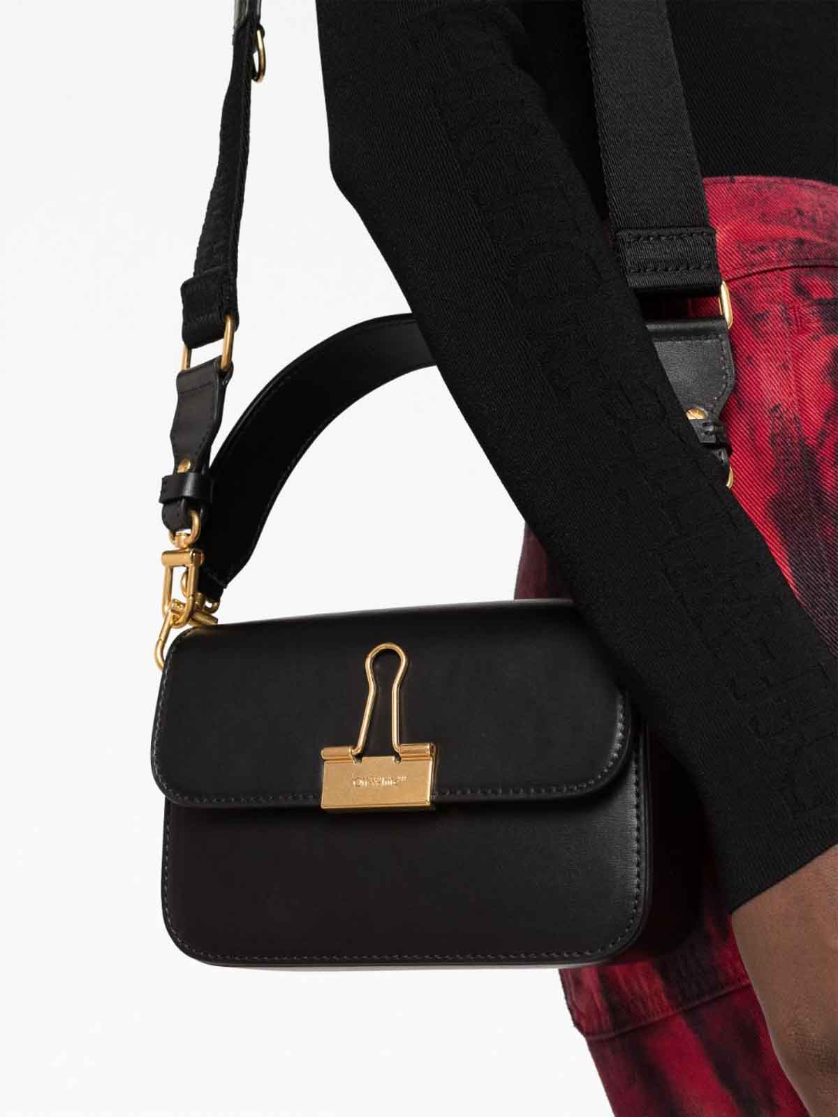 Shop Off-white Small Leather Shoulder Bag In Black