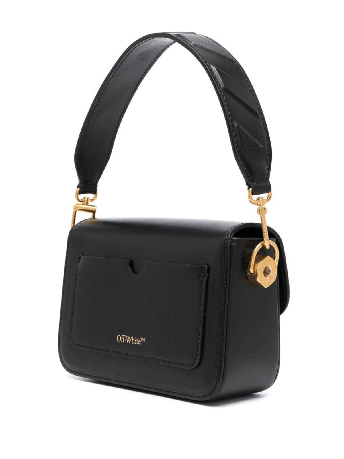 Shop Off-white Small Leather Shoulder Bag In Black