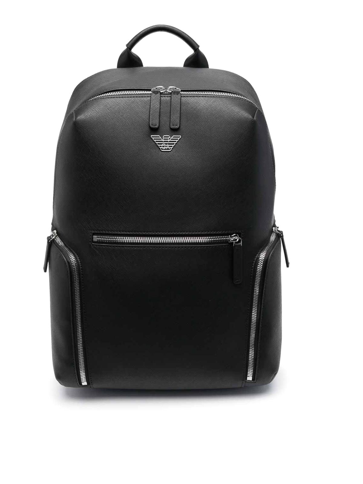 Shop Emporio Armani Leather Backpack In Black