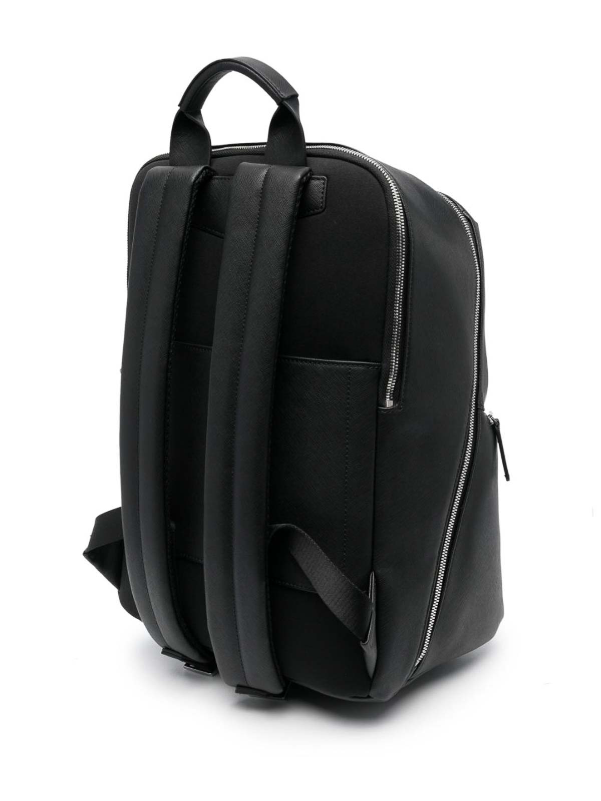 Shop Emporio Armani Leather Backpack In Black