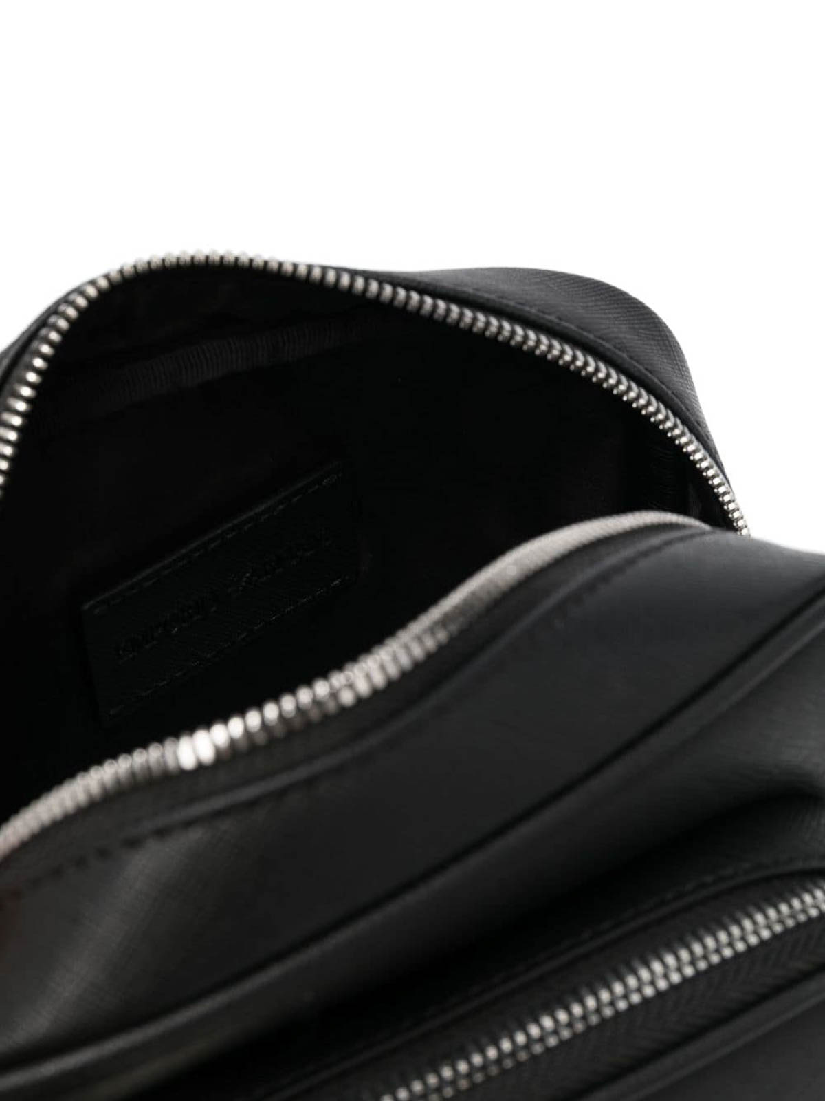 Shop Emporio Armani Leather Crossbody Bag In Black