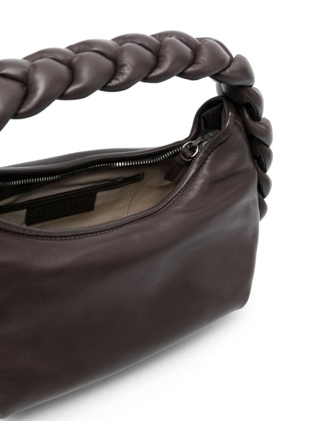 Hereu Espiga Shiny Braided Leather Top-Handle Bag