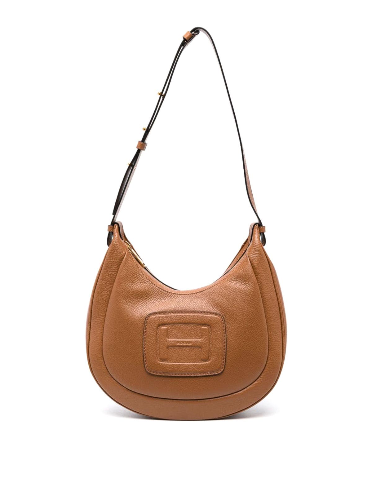 Hogan - H bag Shopping - Cognac colored shopping bag in grained leather  with flap with magnetic logo H, for women