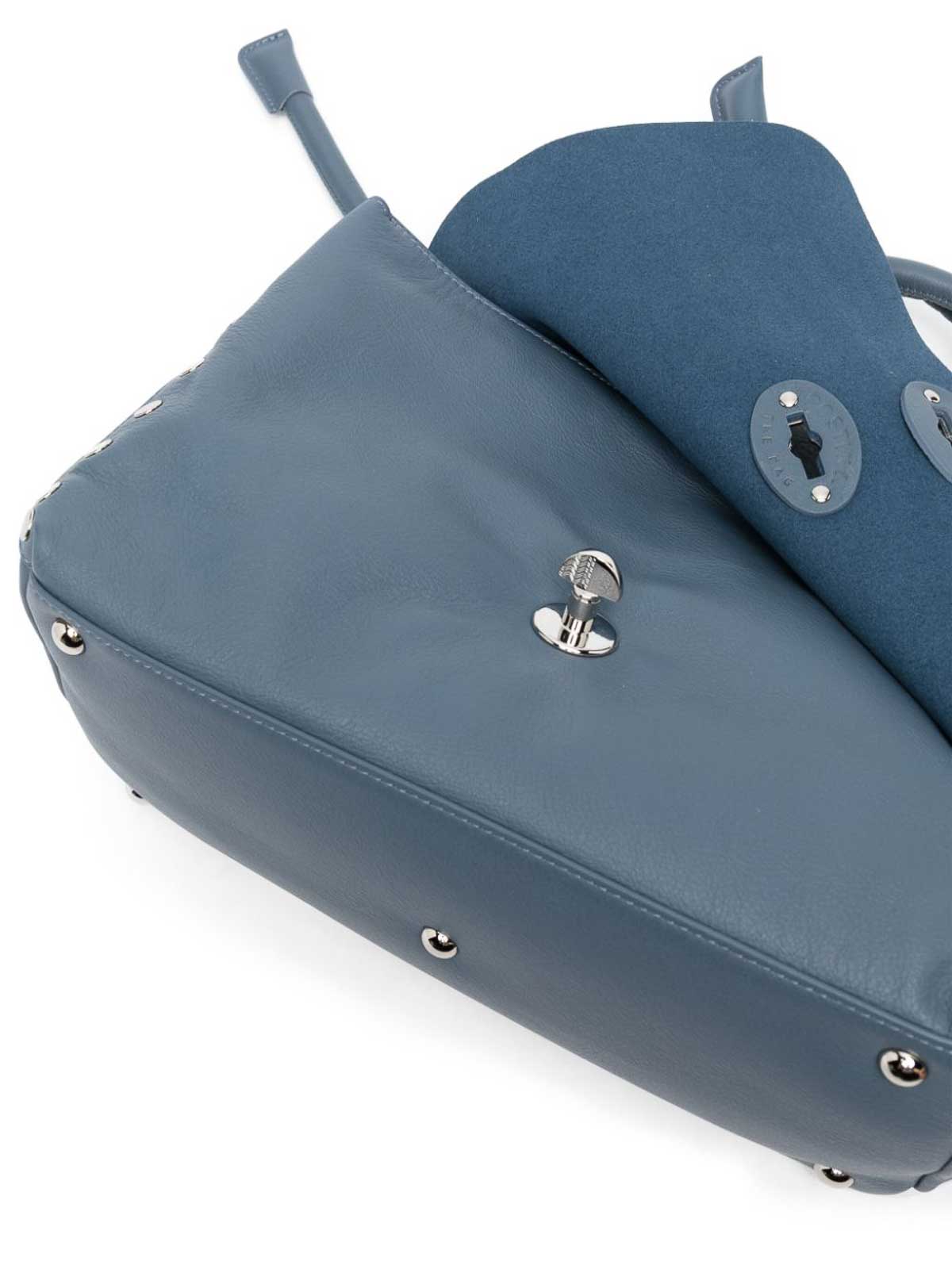 Zanellato Postina s leather handbag - Blue|068090SPIUMAKNOTZ0560