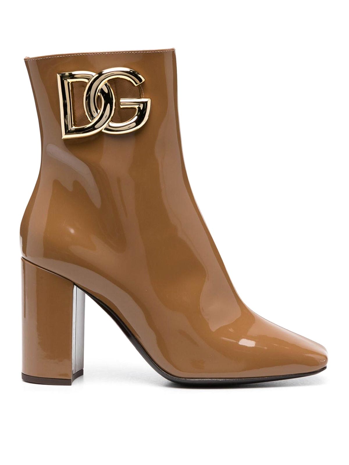 Dolce & Gabbana 90mm Logo-plaque Leather Boots In Brown