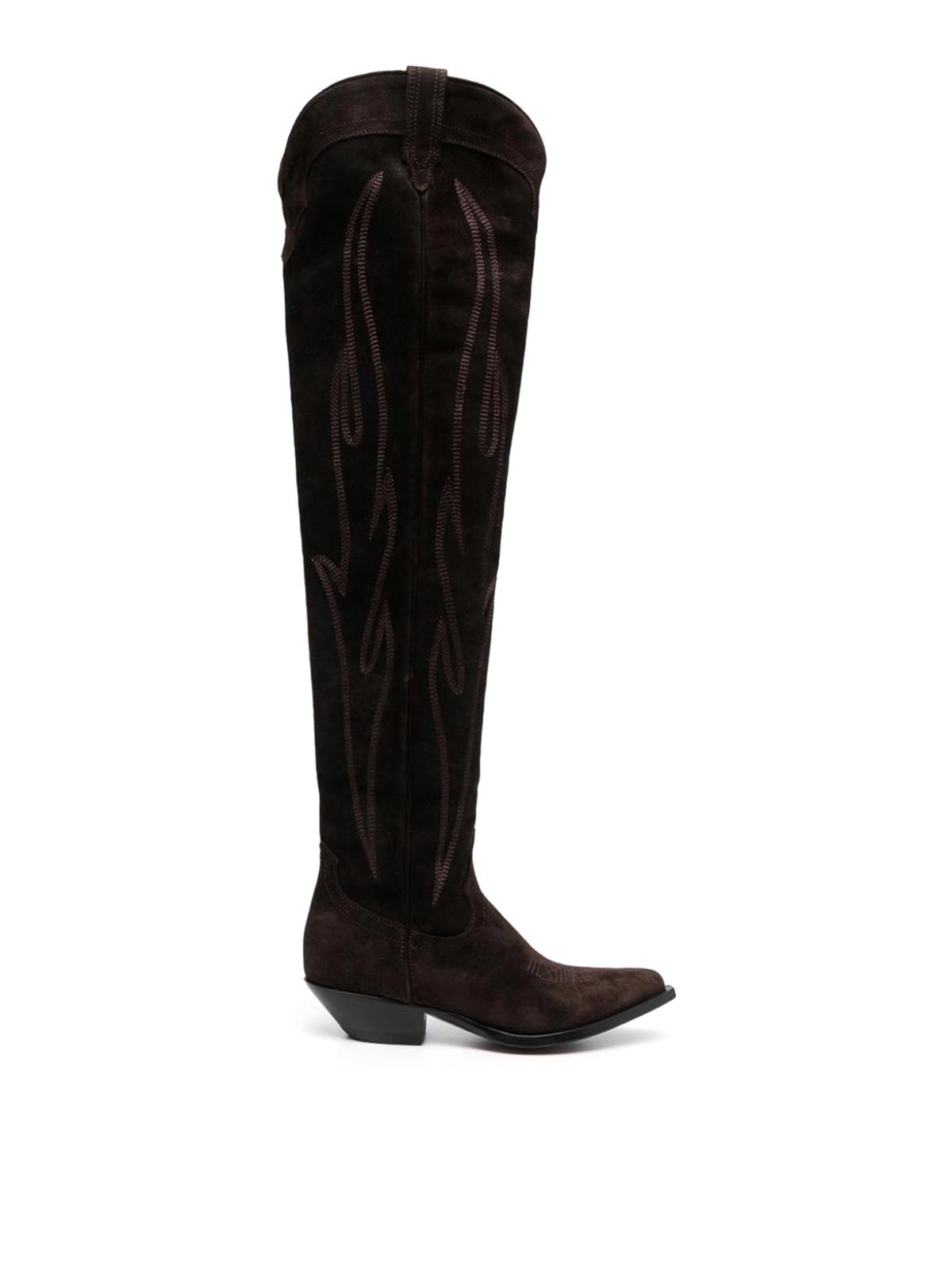 Sonora Embroidered Suede Western Boots In Brown
