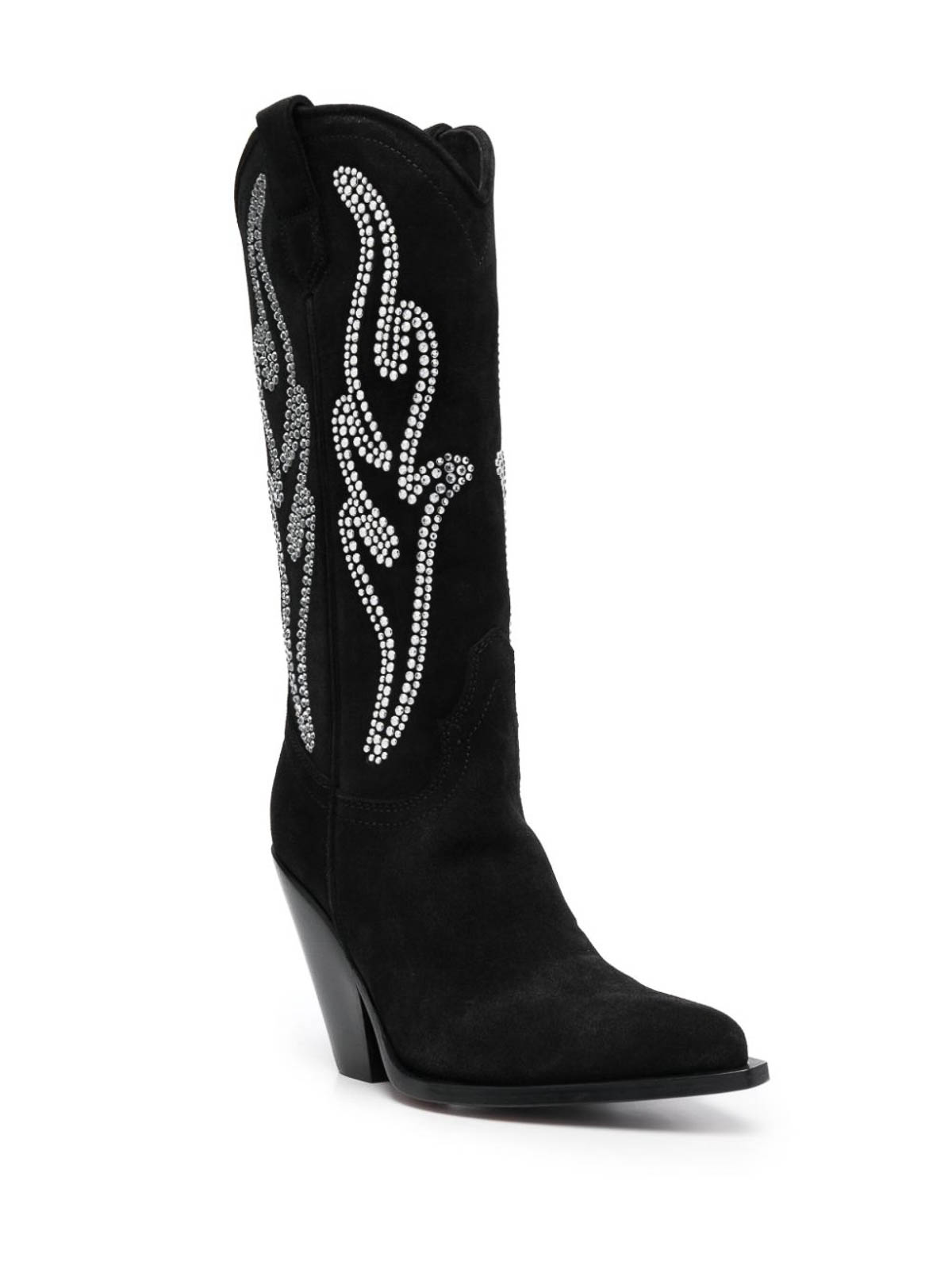 Shop Sonora Crystal Detail Suede Western Boots In Negro