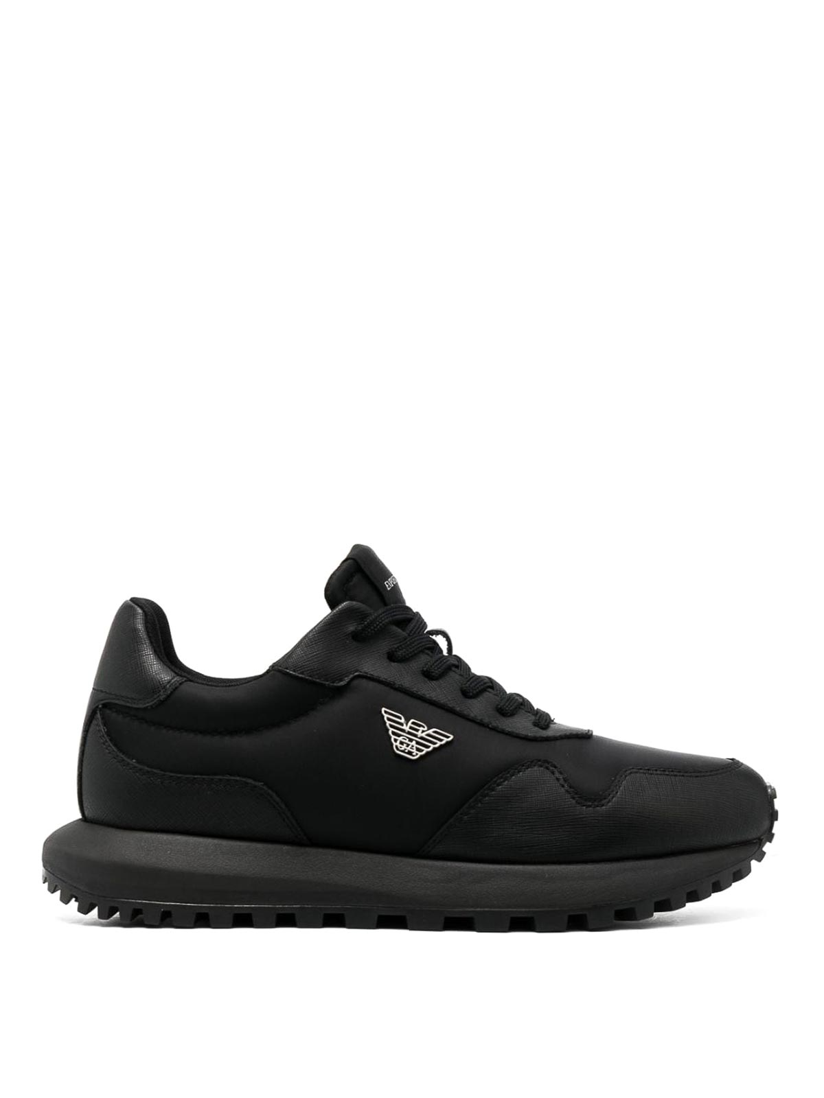Shop Emporio Armani Logo Low-top Sneakers In Black
