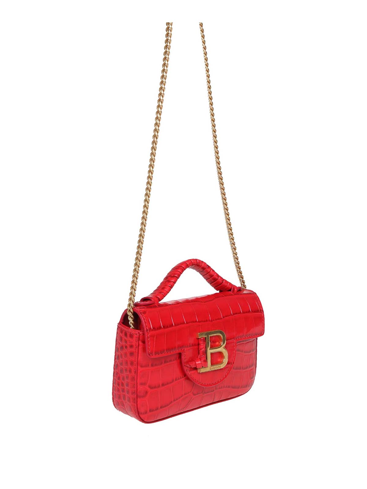 B-Buzz mini bag in crocodile-print leather red - Women