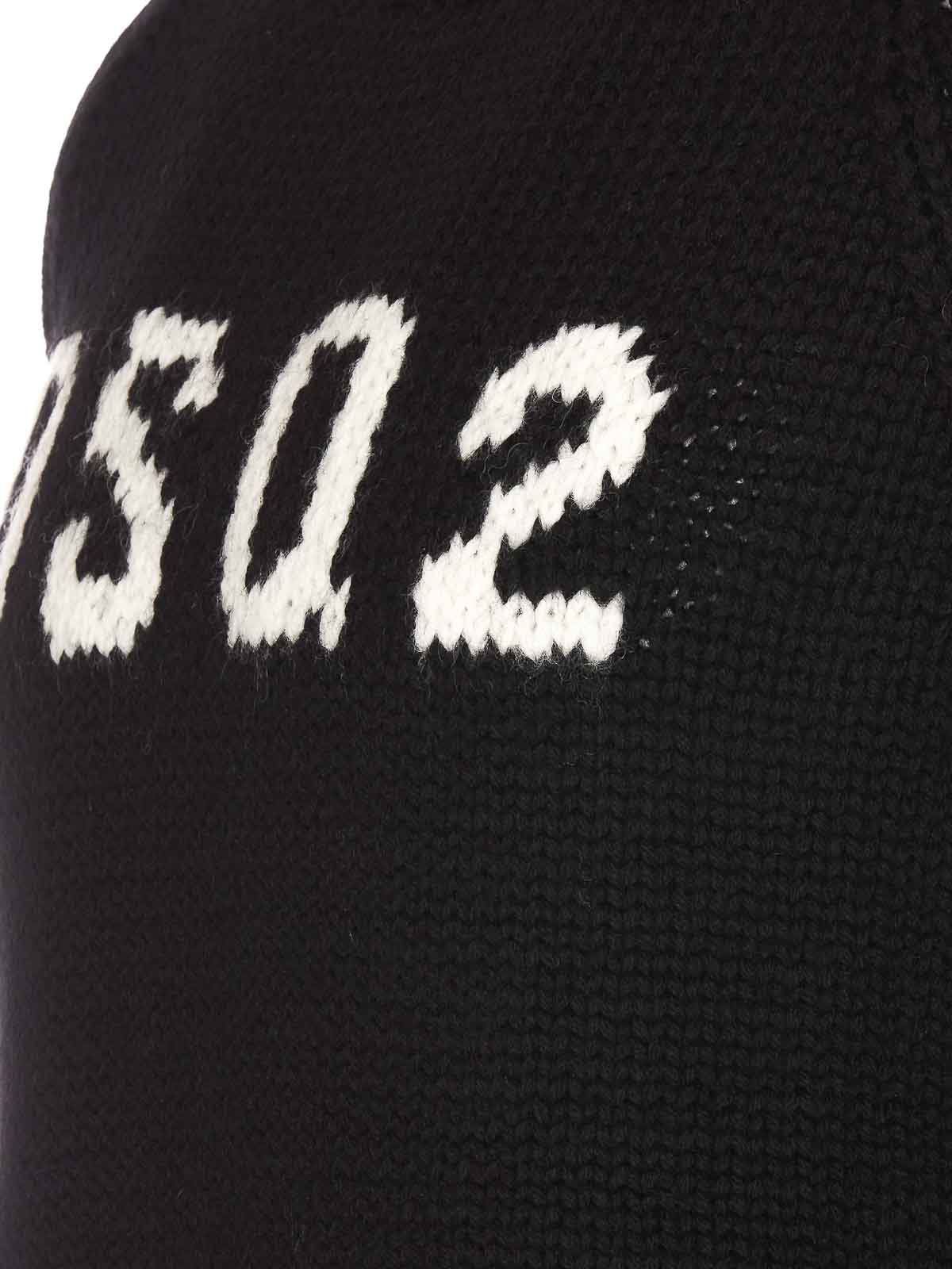 Dsquared2 Logo Tiger Intarsia Wool Knit Sweater In Black