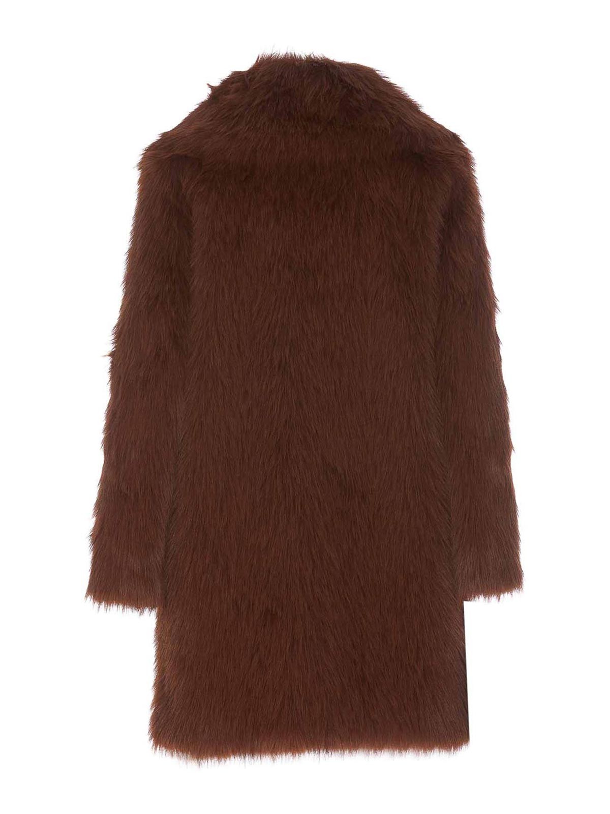 Shop Pinko Cattivik Faux Fur Coat In Marrón