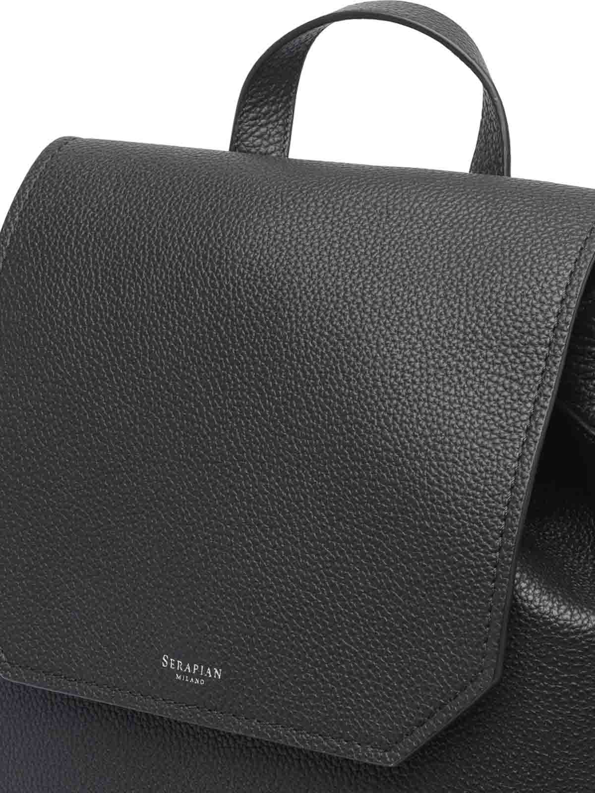 Shop Serapian Soft Cashmere Leather Backpack In Black