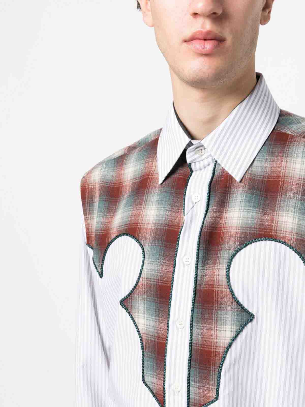 Shop Maison Margiela Western Style Plaid Shirt In Grey