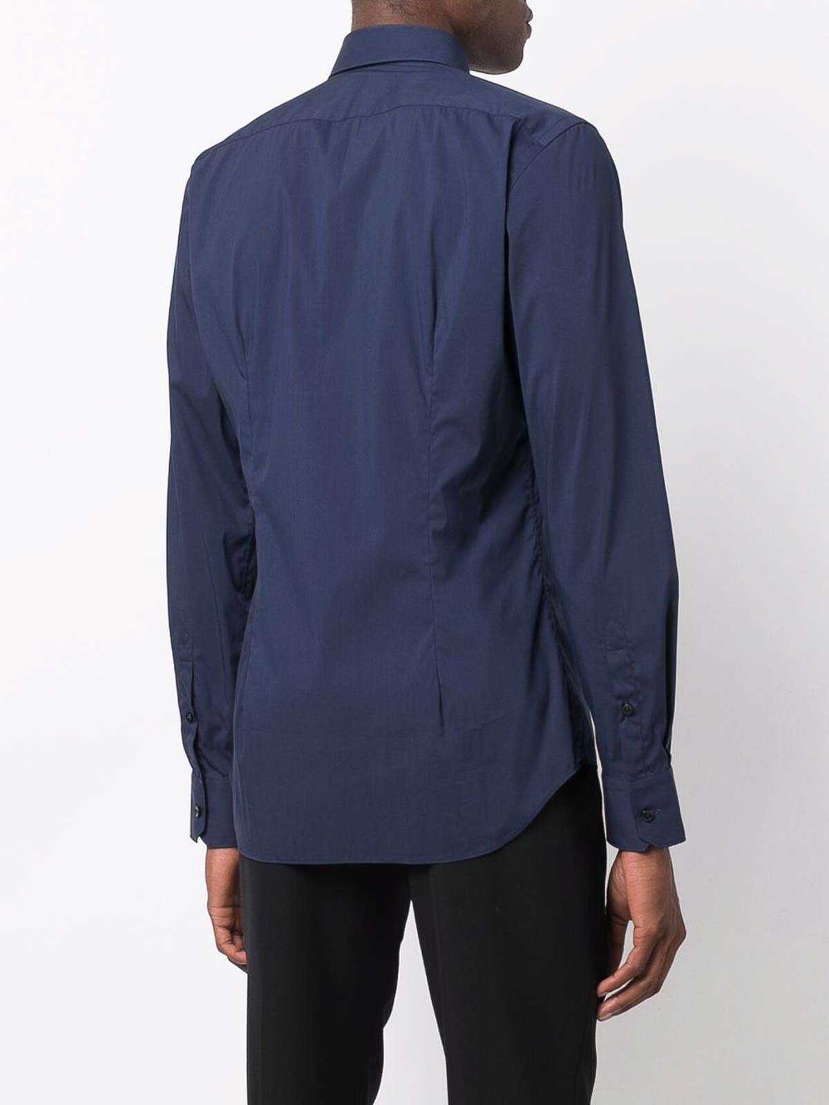 Shop Xacus Long-sleeve Shirt In Blue