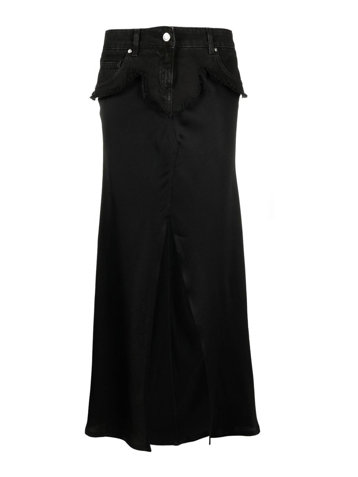 Blumarine Jeans-insert Distressed Full Skirt In Negro