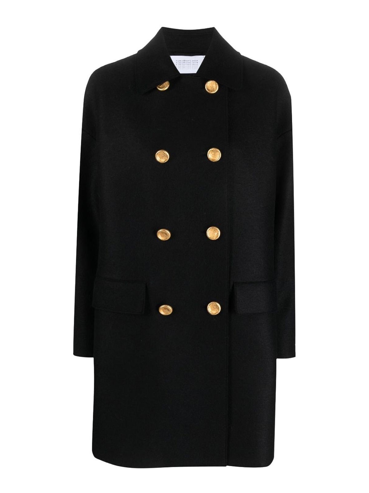 HARRIS WHARF LONDON DOUBLE-BREASTED COAT BLACK KNITTED