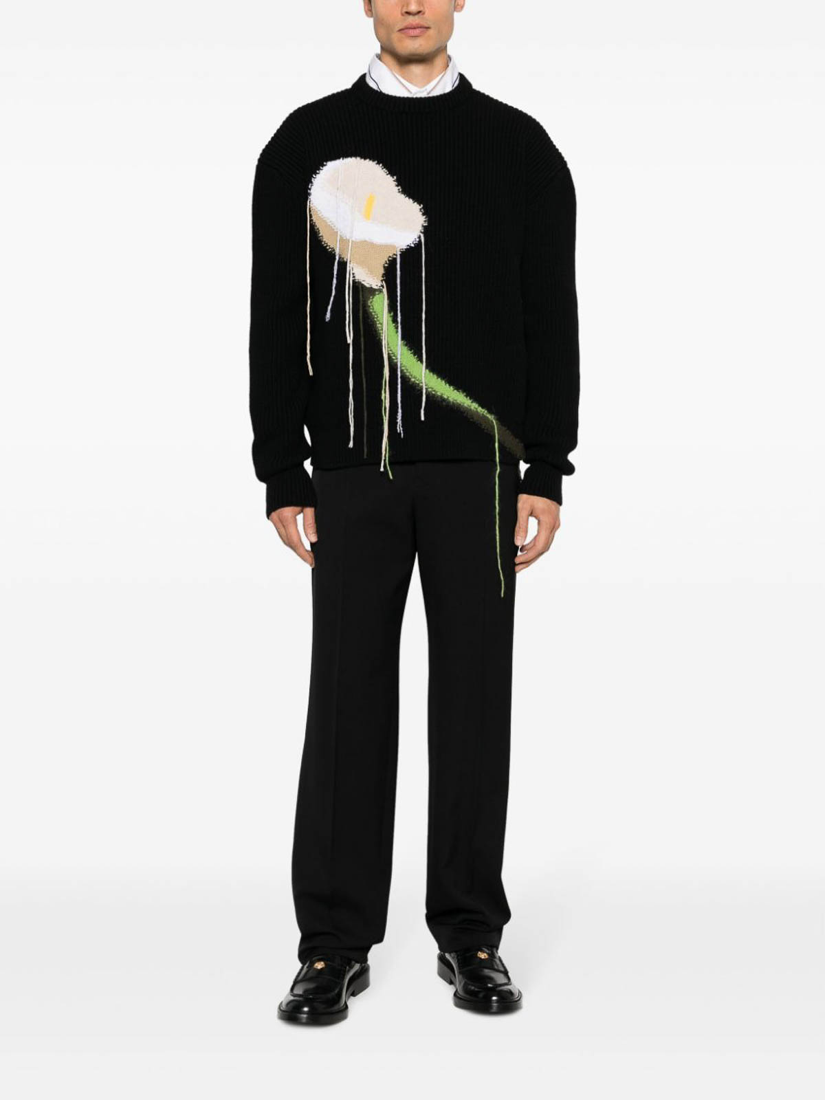 Shop Lanvin Lily-intarsia Knit Jumper In Black
