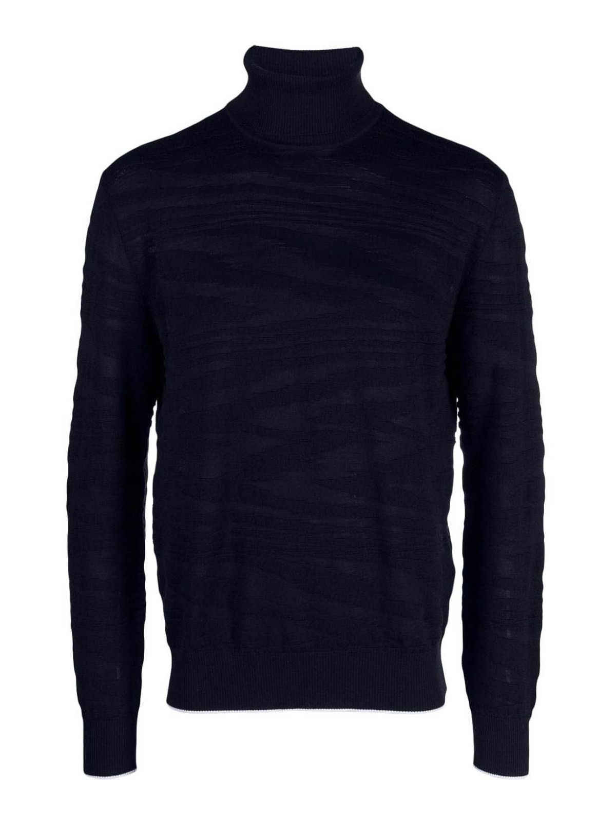 Missoni Ribbed Turtleneck Midnight Sweater In Blue