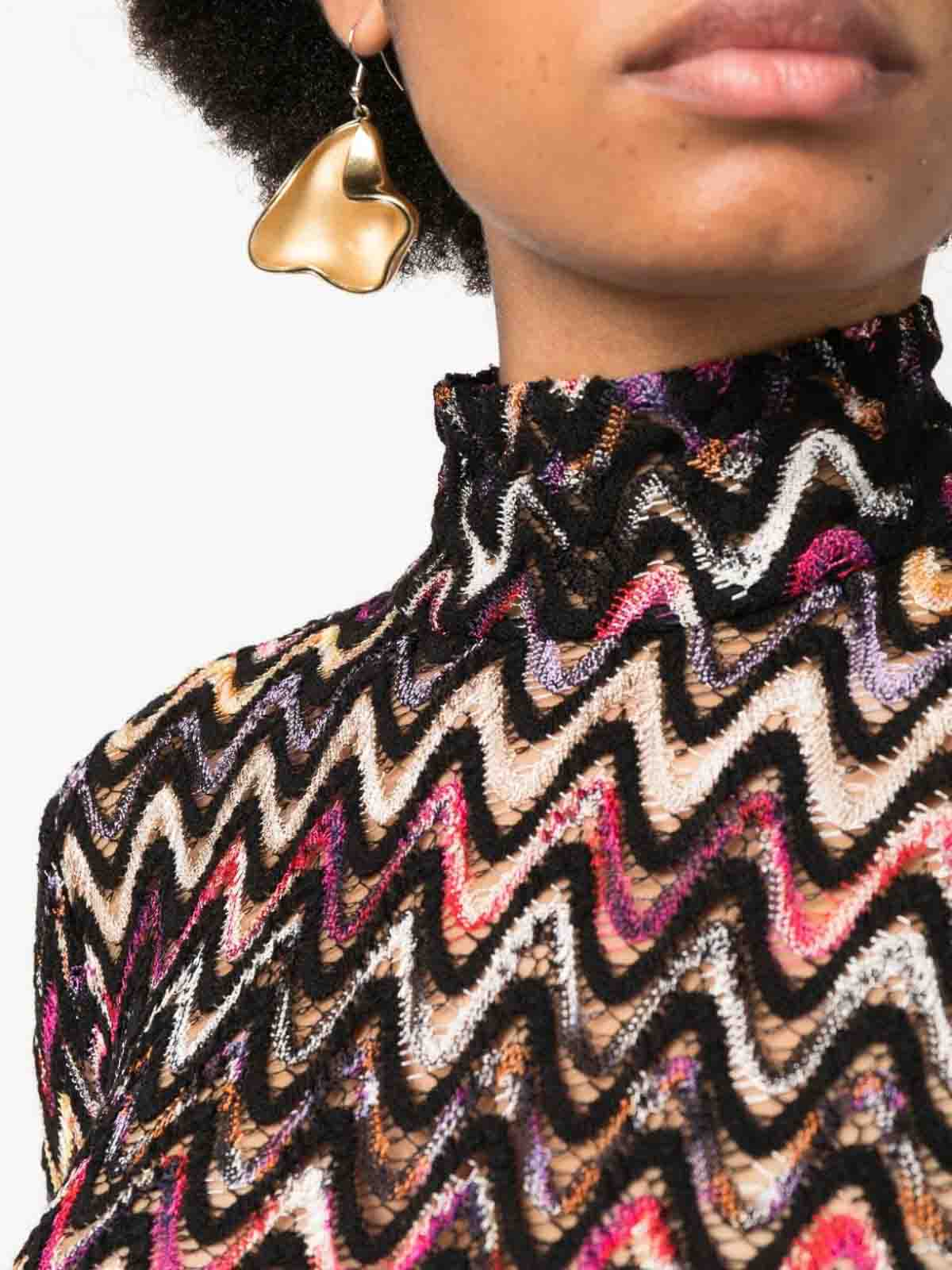 Shop Missoni Zigzag Woven-design Top In Multicolour