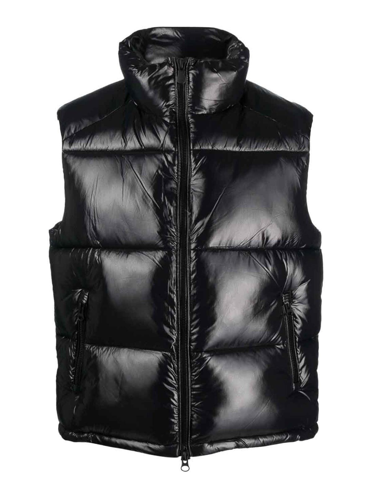 Shop Save The Duck High-shine Padded Gilet In Black