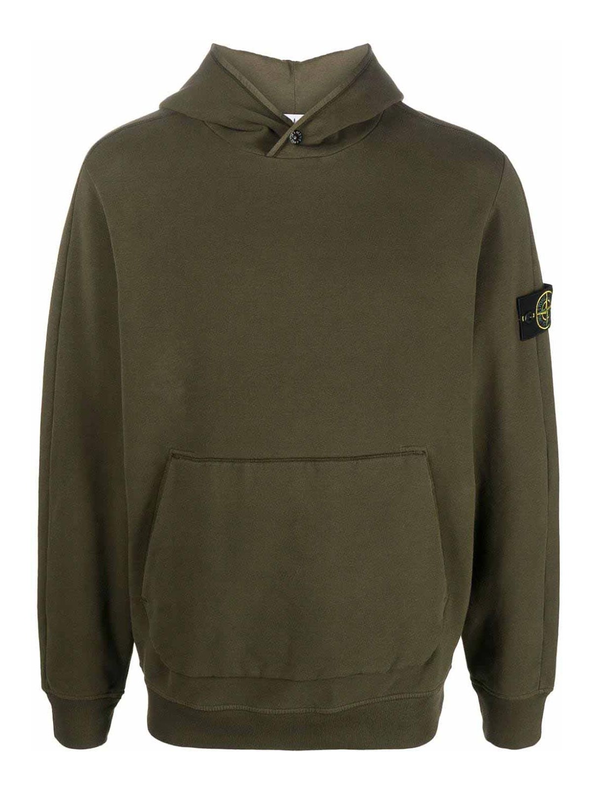 Stone Island Logo-patch Hoodie Olive In Green
