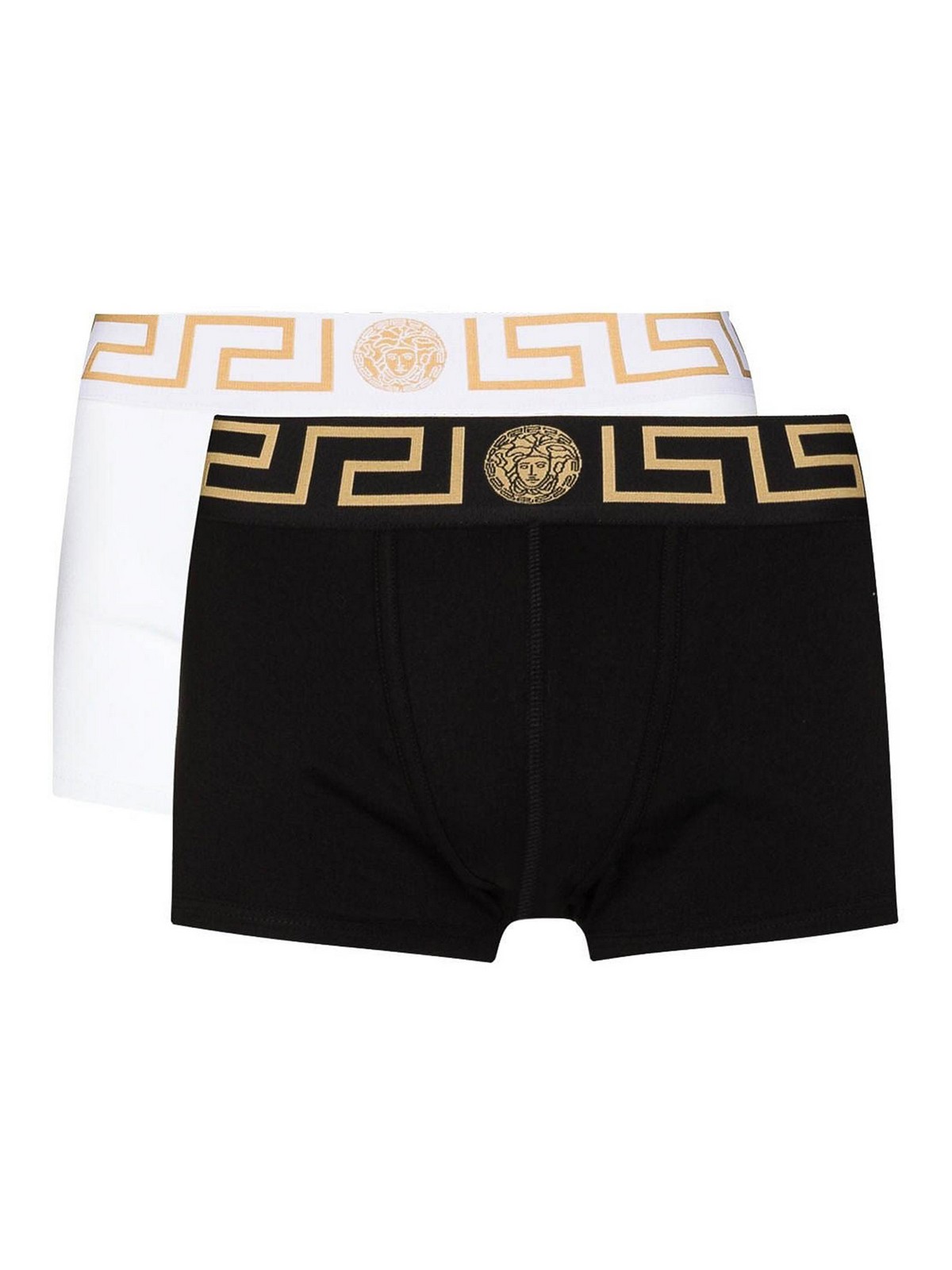Shop Versace 2-pack Bicolour Boxer Shorts In White