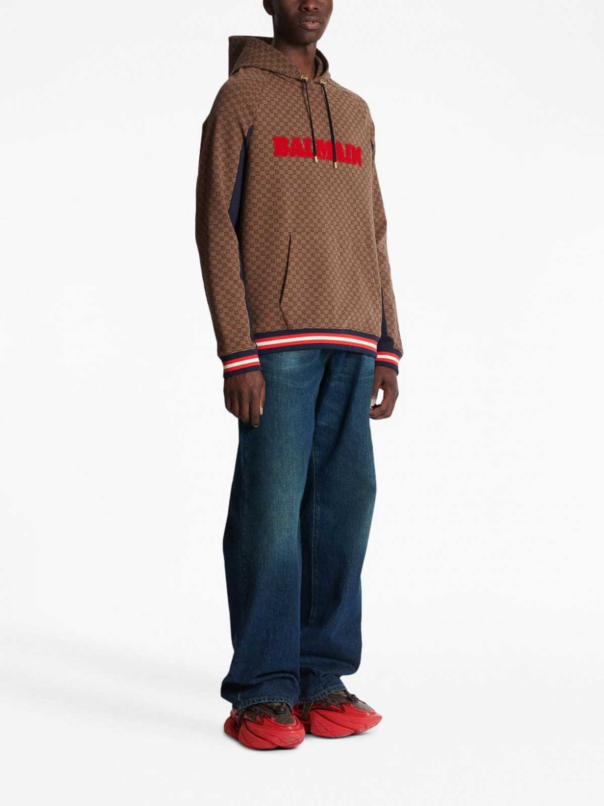 Sweatshirts & Sweaters Balmain - Mini monogram hoodie barley brown stretch  - BH0JT205BC53WGB