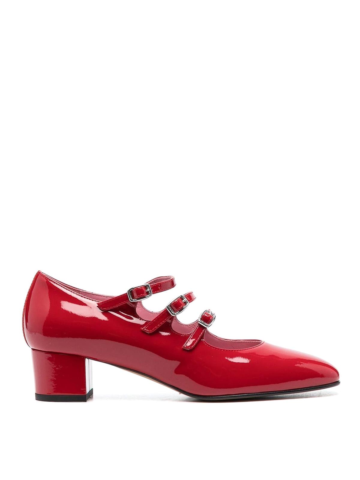 Carel High-shine Side-buckle Pumps In Red