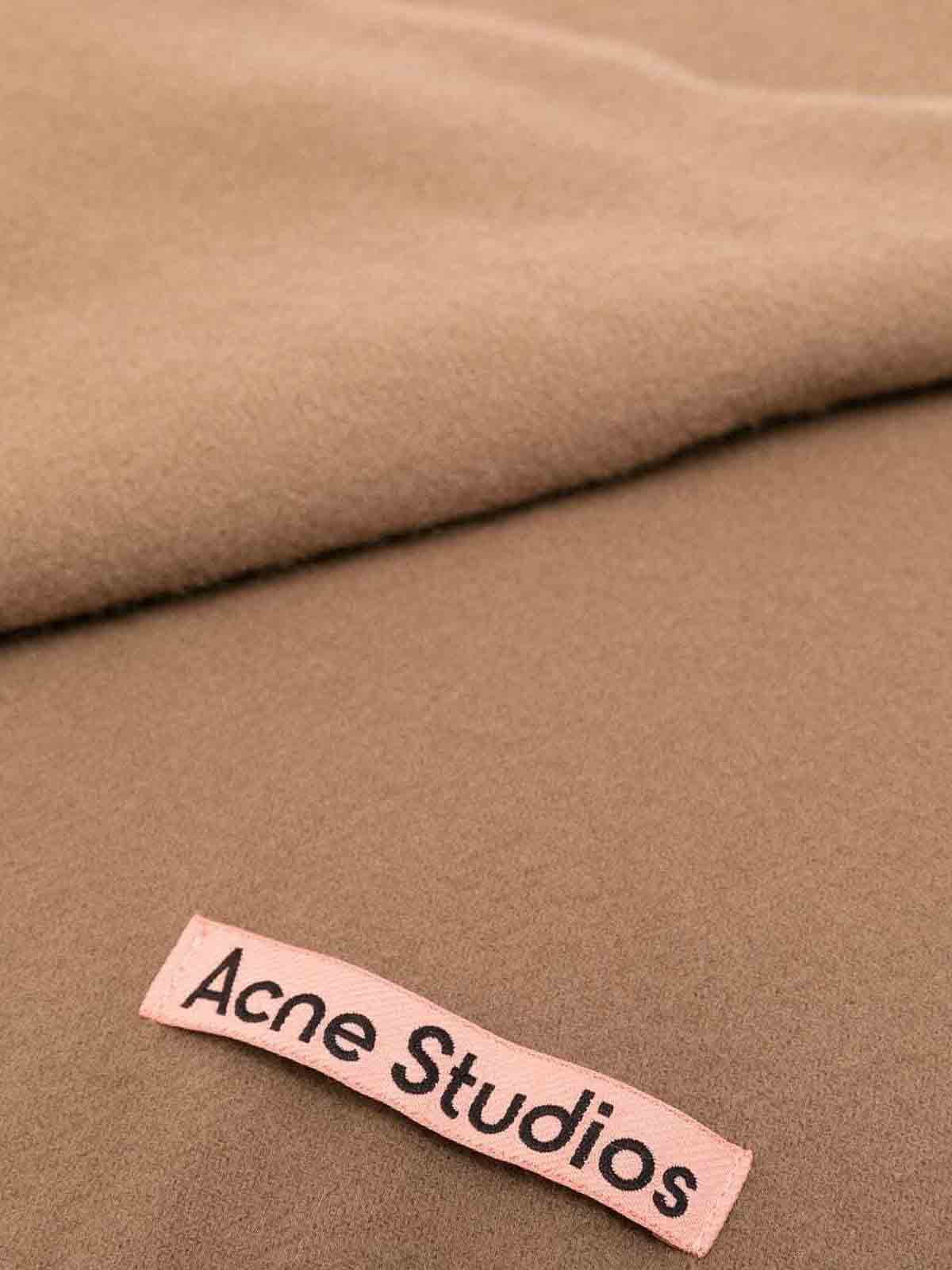 Shop Acne Studios Oversized Fringe Wool Scarf In Camel