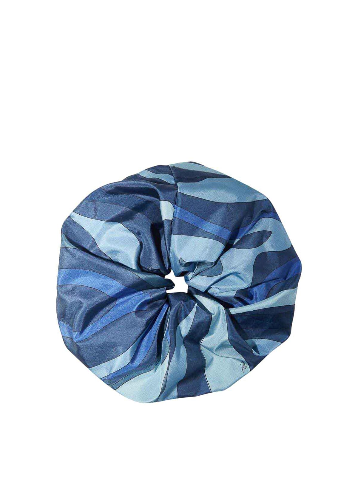 Emilio Pucci Marmo-print Large Hair Tie In Blue