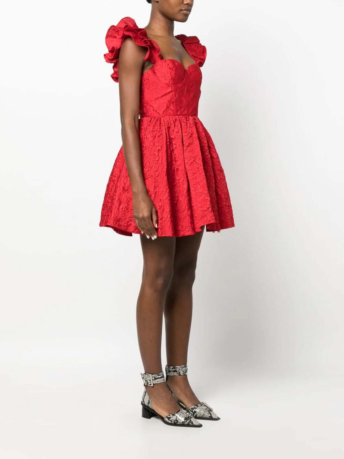 Shop Alice And Olivia Brocade Dress In Red