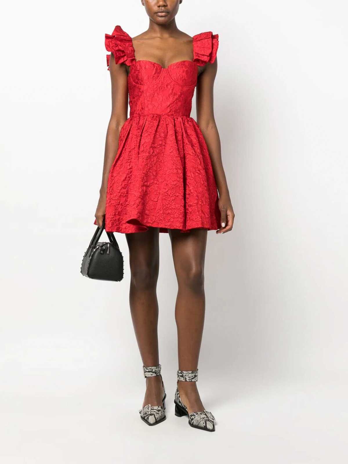 Shop Alice And Olivia Brocade Dress In Red