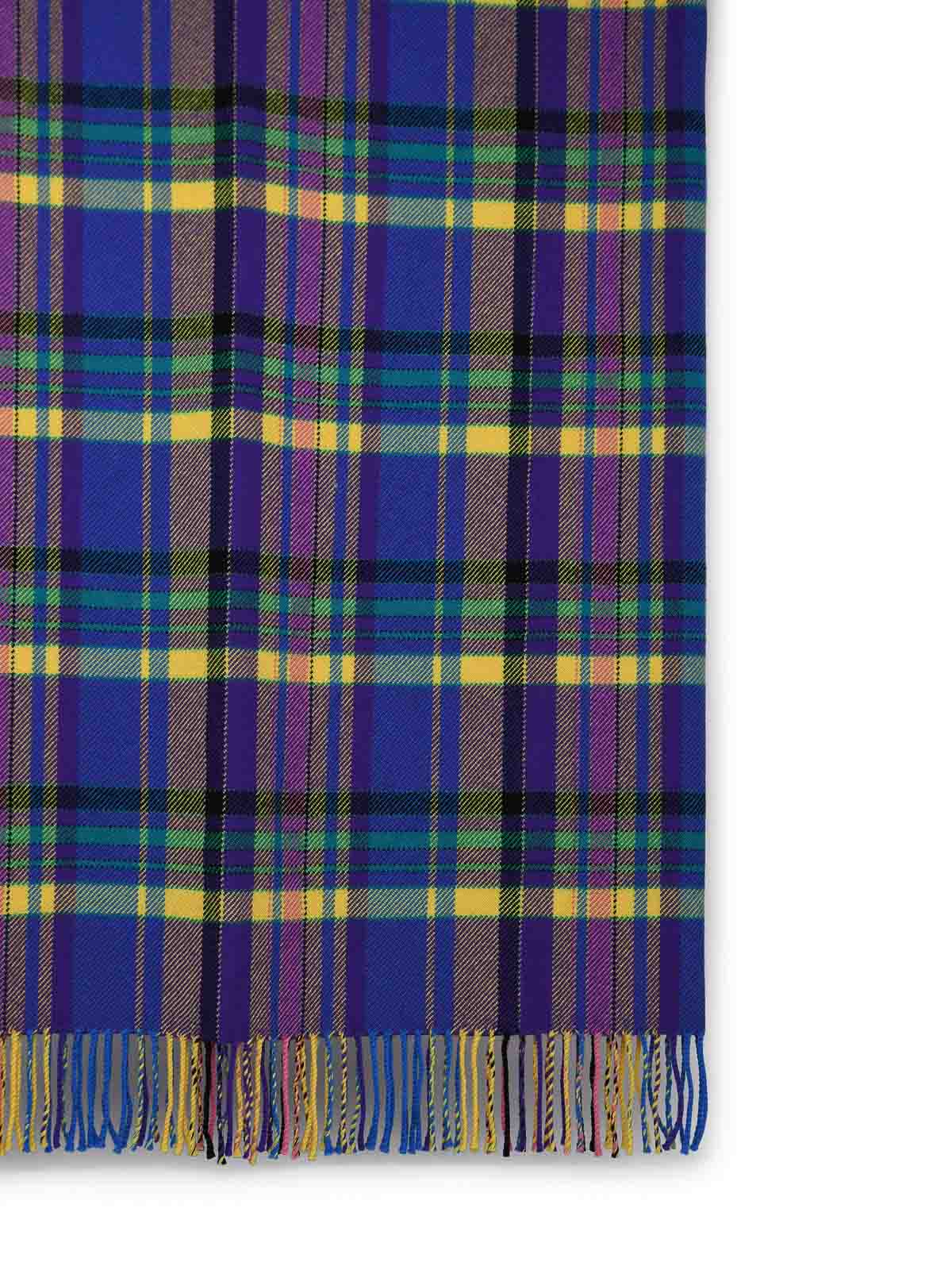 Shop Etro Check Pattern Scarf In Blue