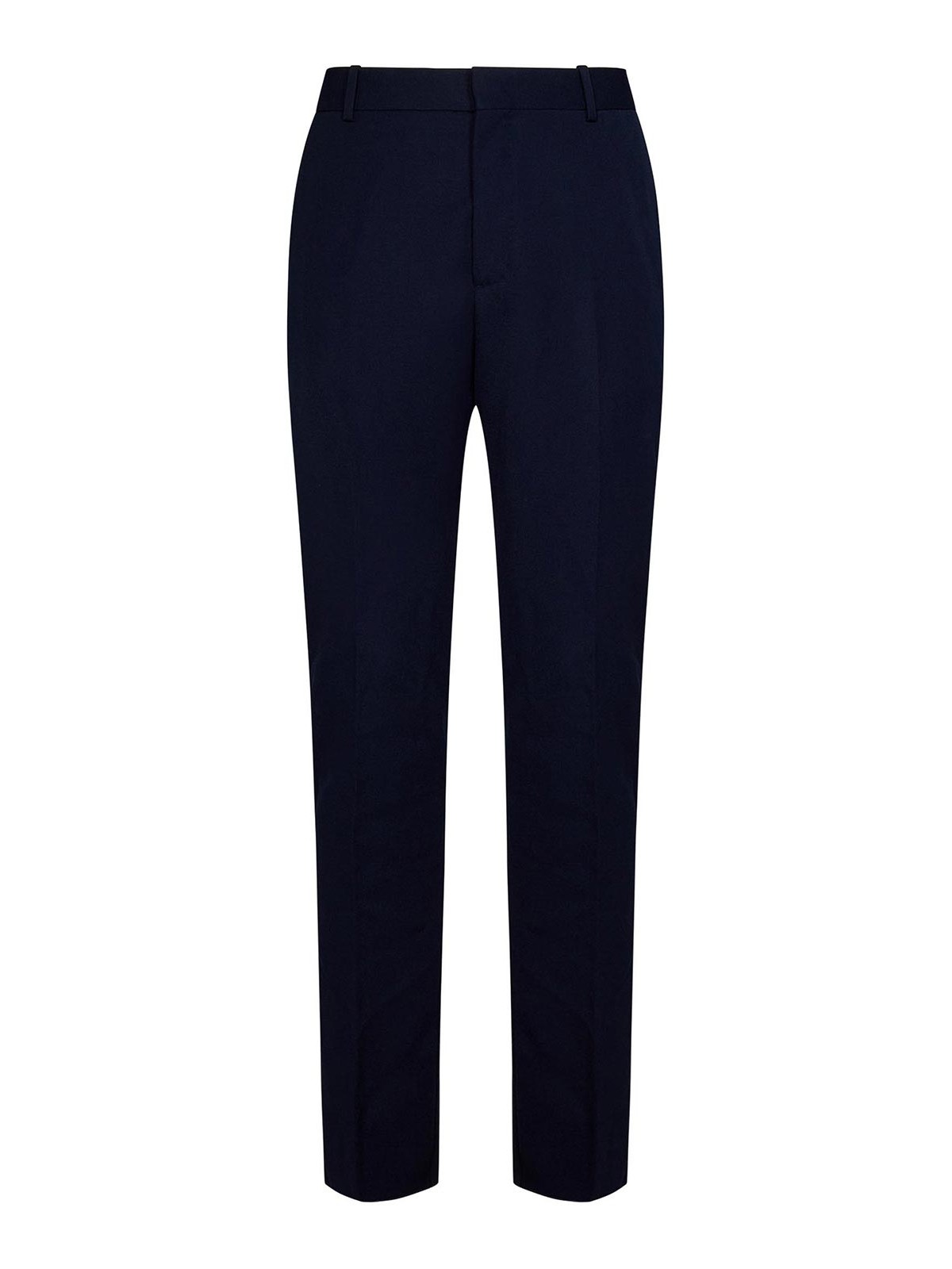 Alexander Mcqueen Navy Blue Tailored Cigarette Trousers In Azul