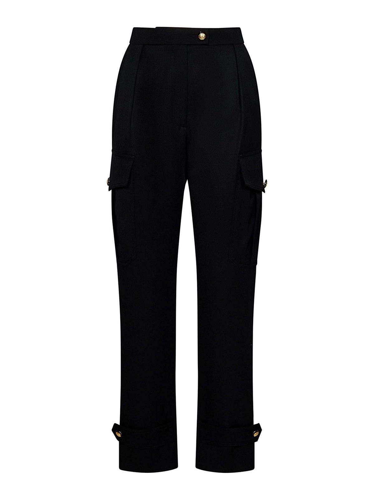 Alexander Mcqueen Black Wool Military Trousers With Pockets