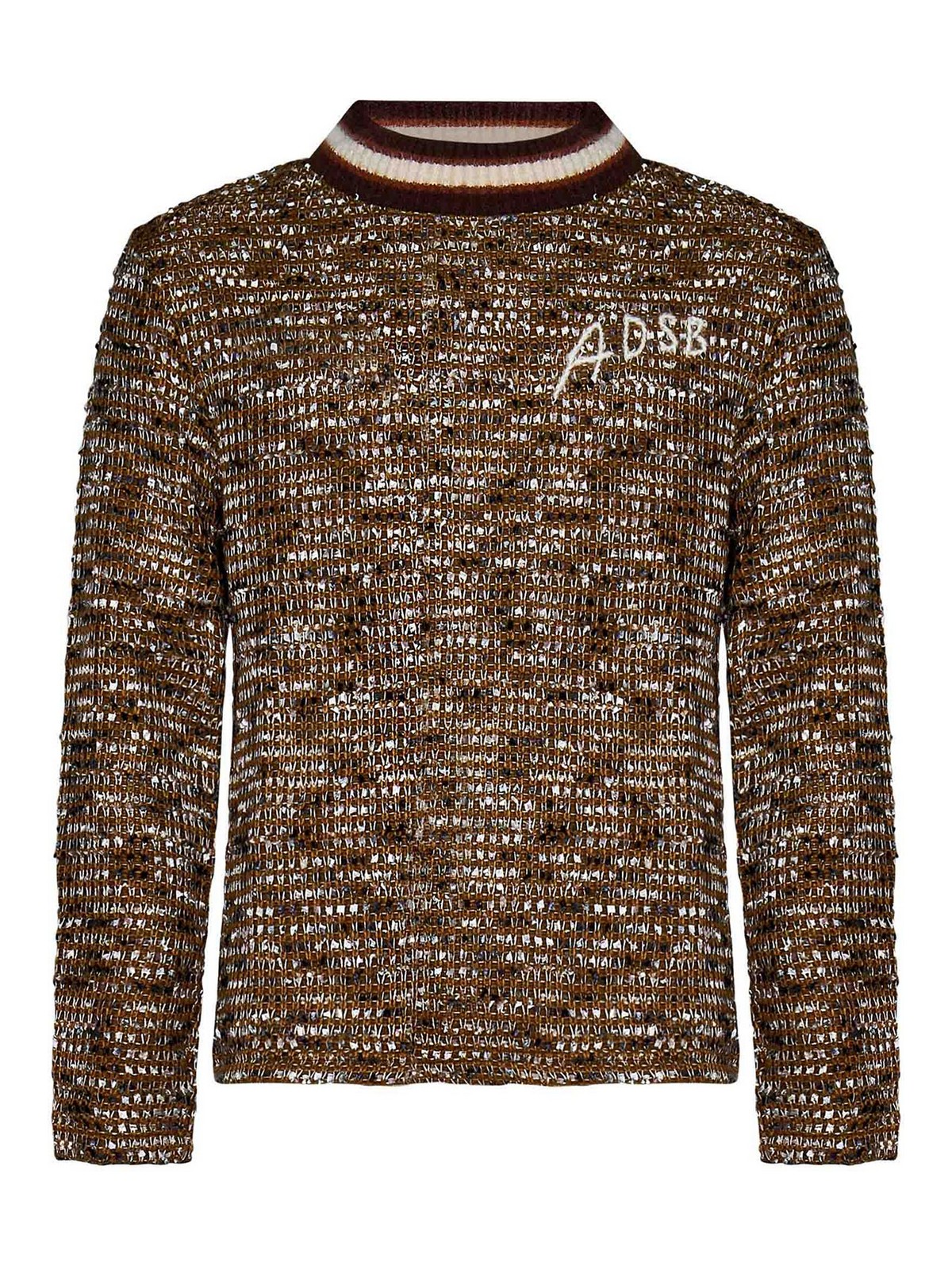 Pullover in tweed con ricamo logo