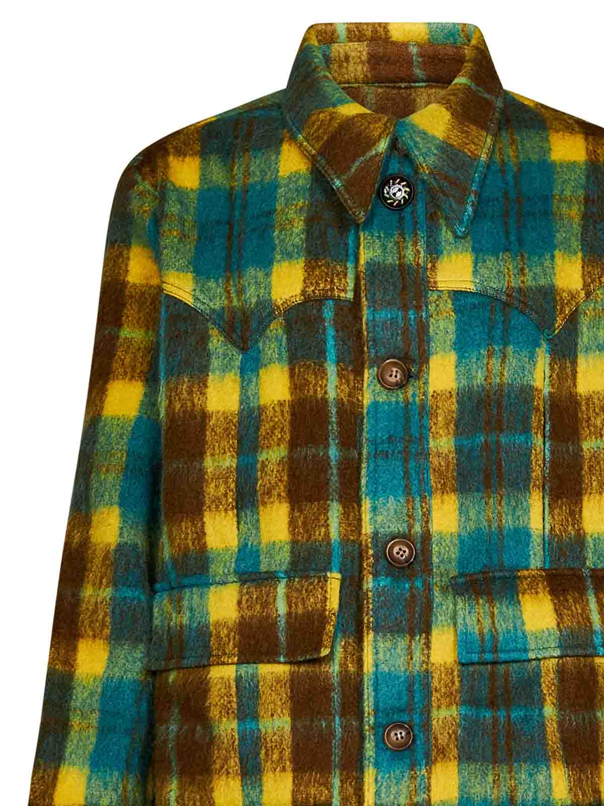 【ANDERSSON BELL】 PANNI CUSTOM-LIKE COAT YELLOW Andersson Bell Checked Wool Blend Jacket in Yellow and Blue
