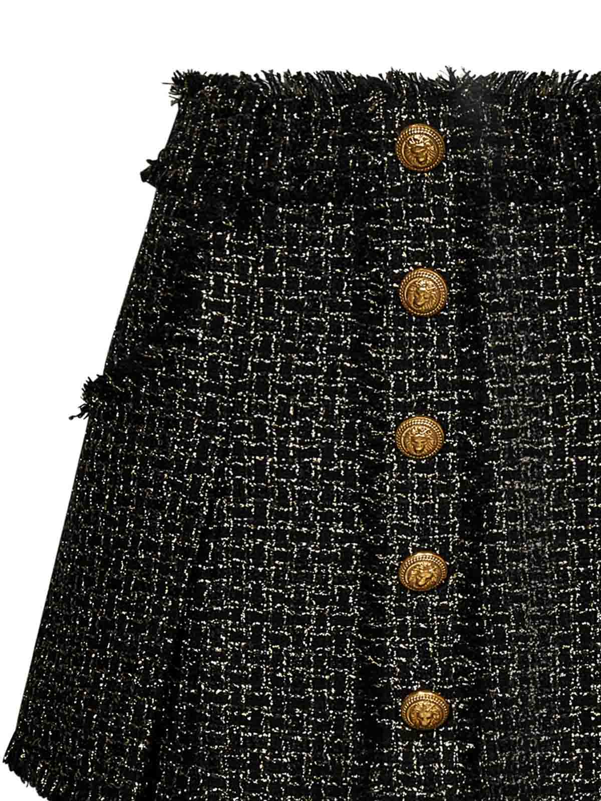 Black Tweed Skirt for Women - High Waist, Plaid, Mid-Length, Woven  Polyester Skirt for Fall/Winter 2024