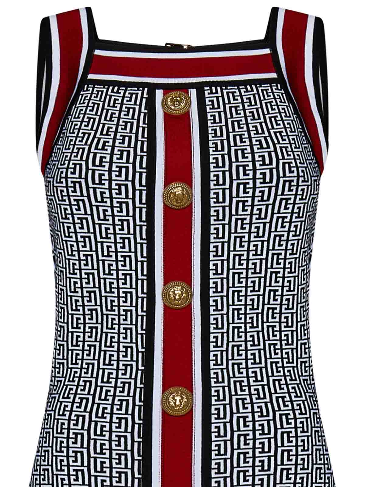 Balmain Monogram Jacquard Wool Blend Minidress