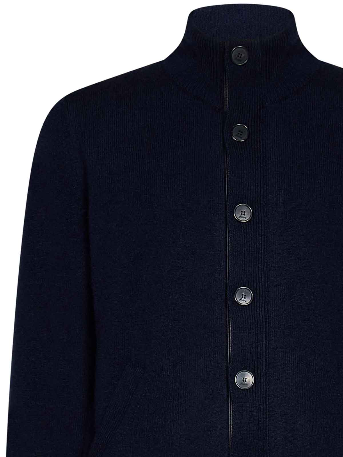 Shop Brioni Dark Blue Cashmere Cardigan With Horn Buttons