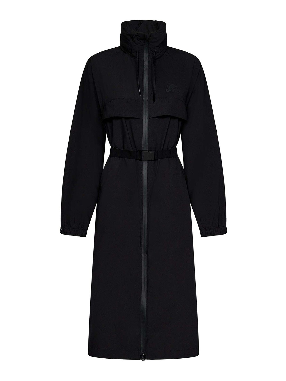 Burberry Ekd Print Belted Parka In Black