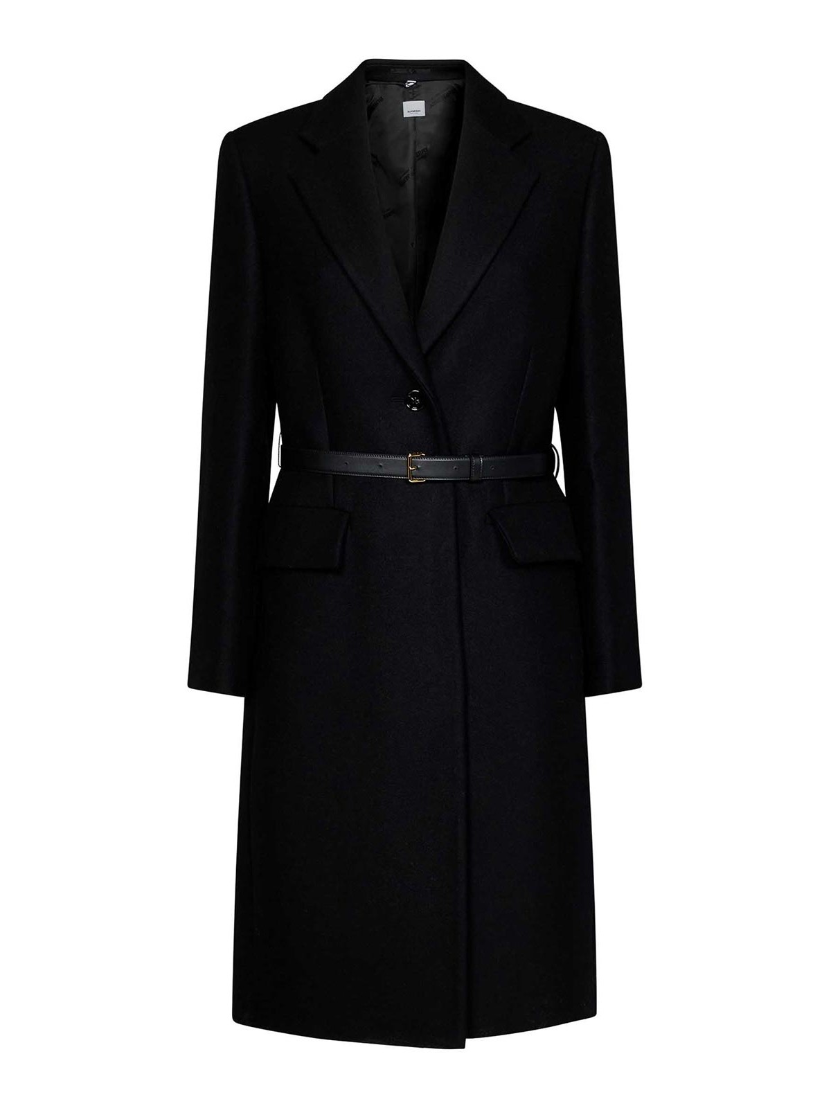 Shop Burberry Black Camel Hair And Wool Coat With Belt