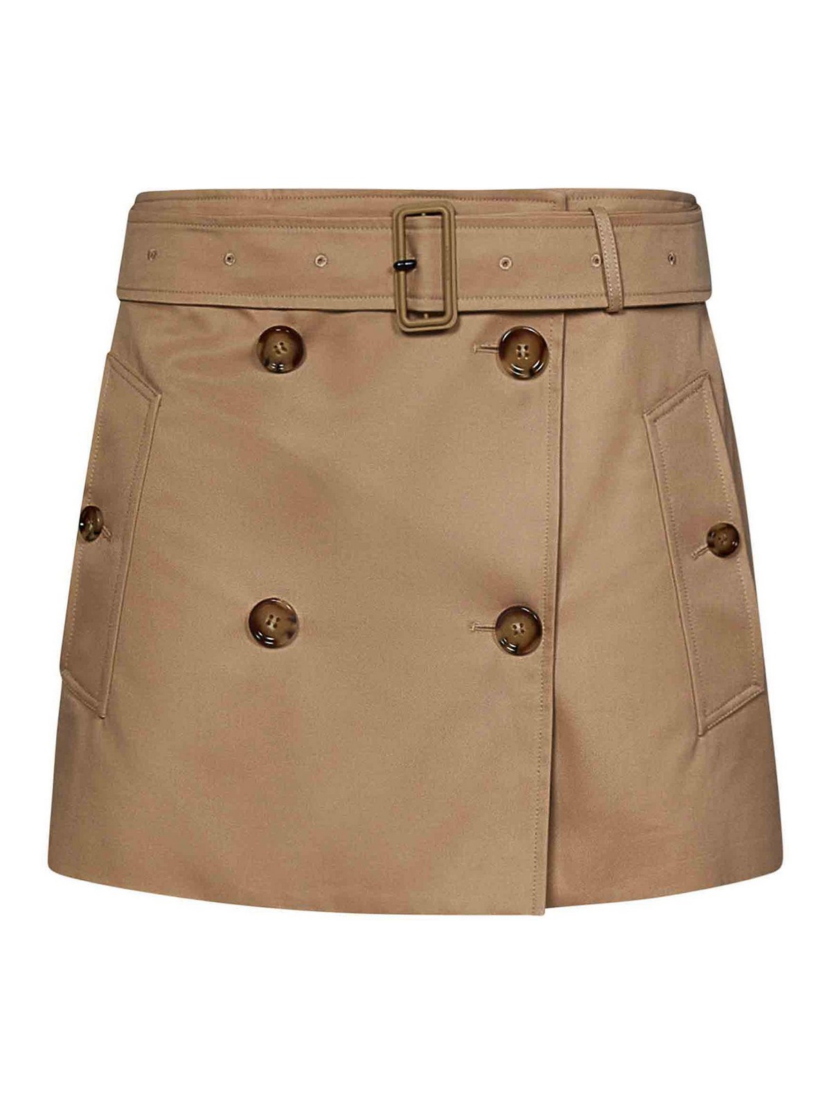 Burberry Soft Fawn Cotton Gabardine Miniskirt In Beis