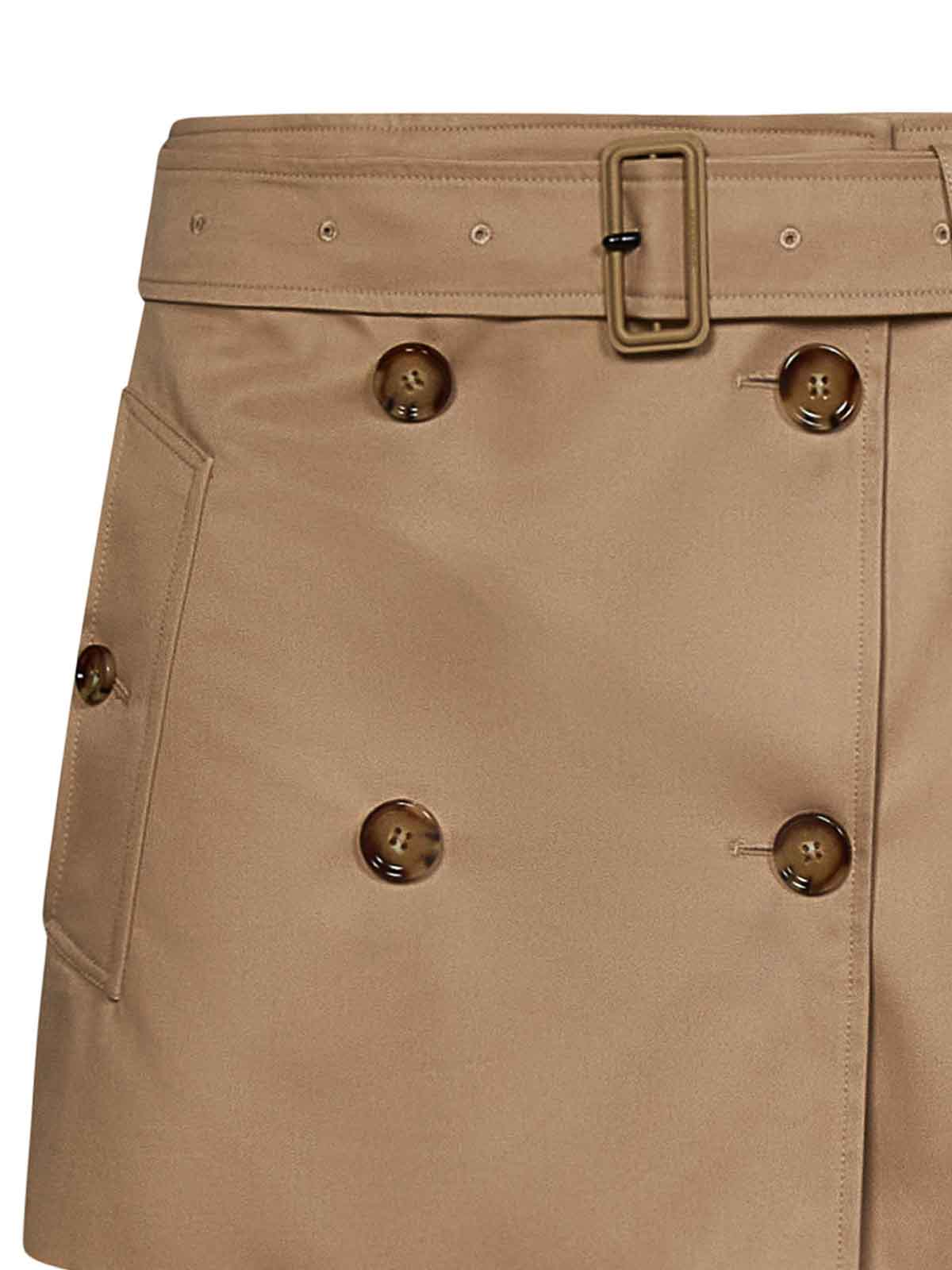 Shop Burberry Brielle Cotton Gabardine Miniskirt In Beis