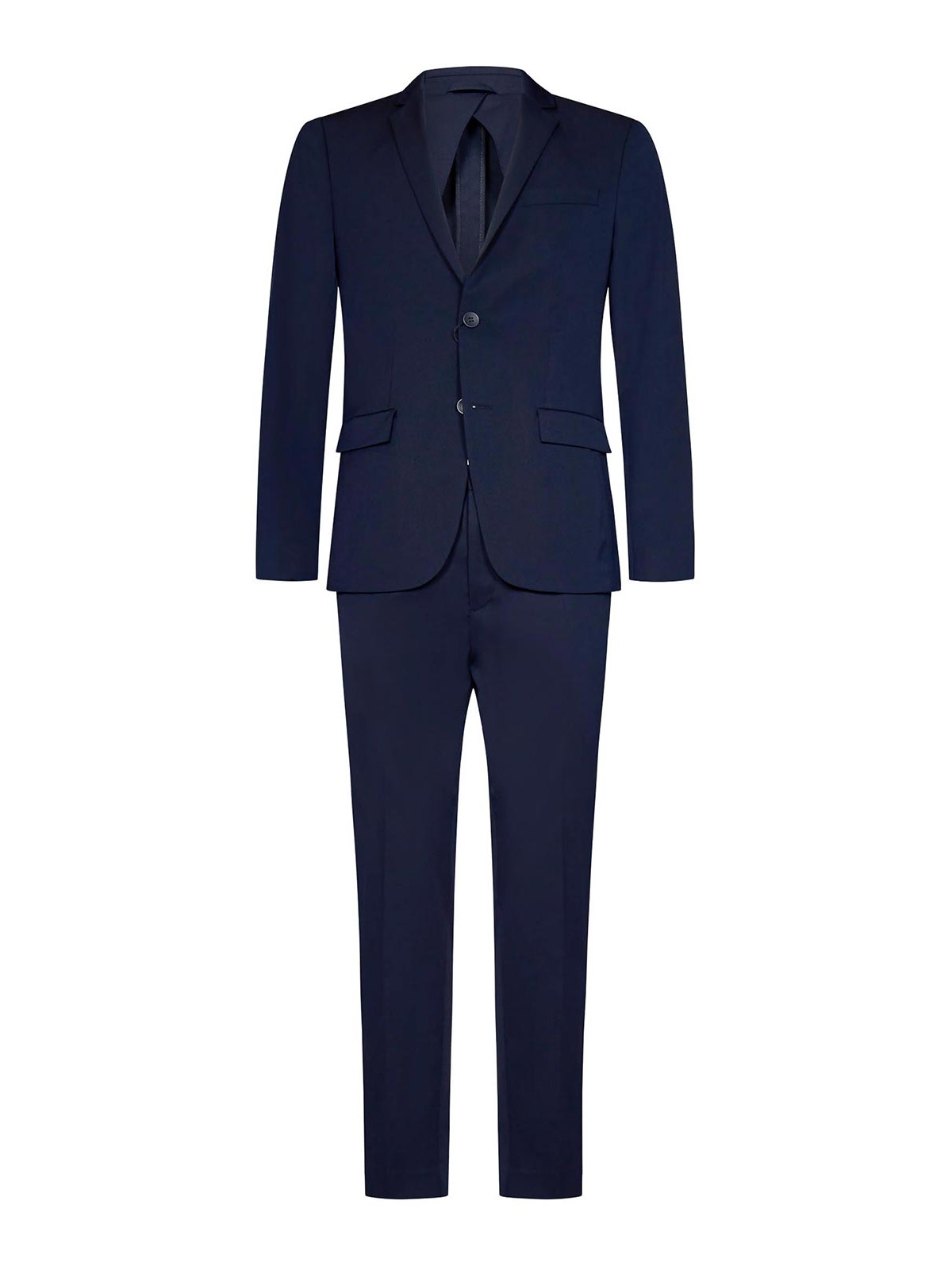 Shop Calvin Klein Navy Blue Wool Stretch Suit With Blazer In Azul