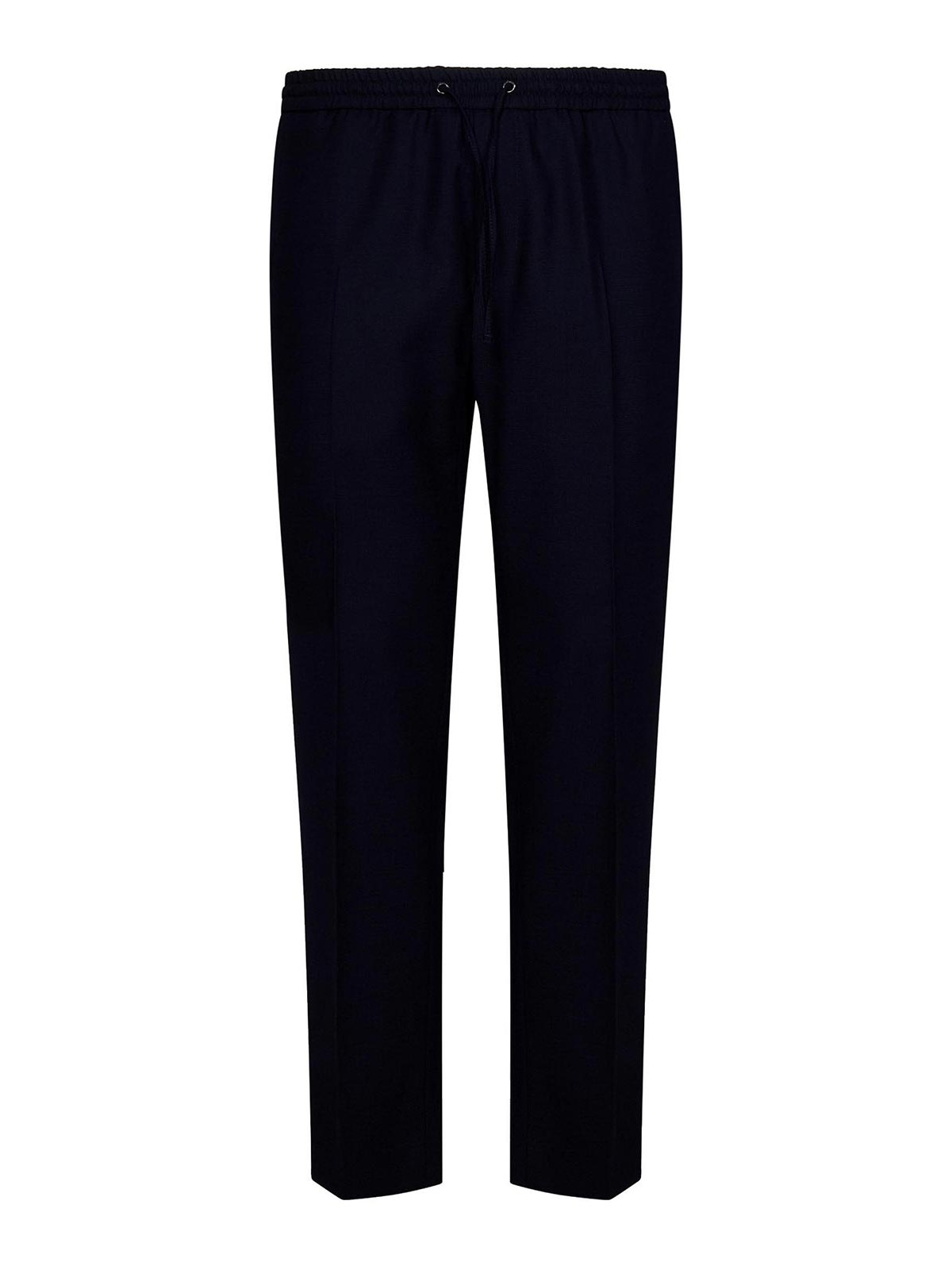 Shop Calvin Klein Navy Blue Wool Jogger Trousers